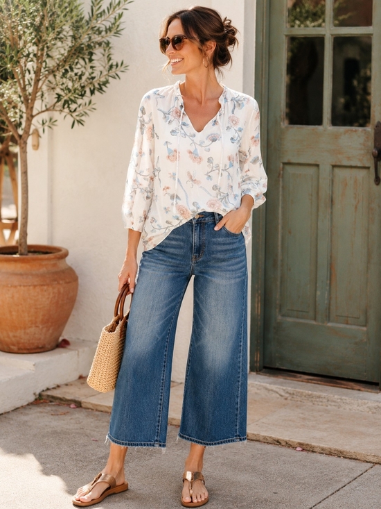 Angela Moda Tops - Angela Moda Made in Italy 100% Silk Floral Blouse Top L